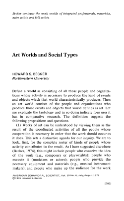 Art Worlds and Social Types