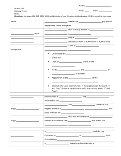 Drama Unit Literary Terms Notes Name