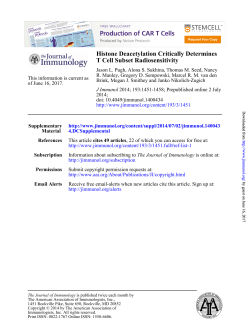 T Cell Subset Radiosensitivity Histone Deacetylation Critically
