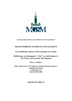 MGSM WORKING PAPERS IN MANAGEMENT An evolutionary