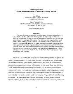 Embracing Isolation: Chinese American Migration to Small