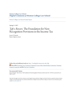 The Foundation for Non-Recognition Provisions in the Income Tax