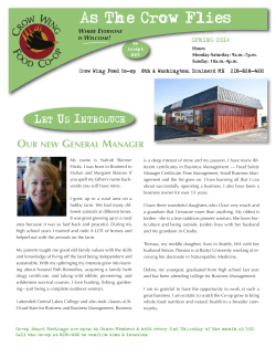 CWFC Spring 2014 Newsletter - Crow Wing Food Co-op