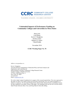 Unintended Impacts of Performance Funding on Community