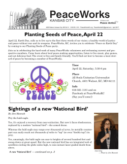 Planting Seeds of Peace, April 22 Sightings of a new `National Bird`