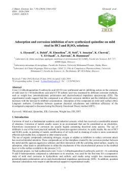 Adsorption and corrosion inhibition of new synthesized quinoline on