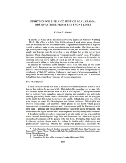 fighting for life and justice in alabama: observations from the front lines