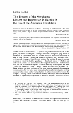 The Treason of the Merchants: Dissent and Repression in Halifax in