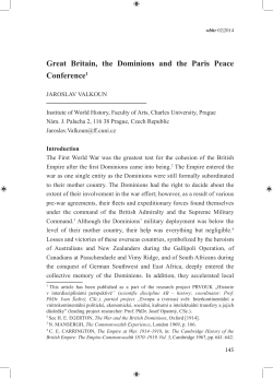 Great Britain, the Dominions and the Paris Peace Conference1