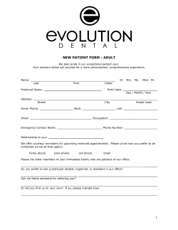 EVOLUTION DENTAL ADULT NEW PATIENT FORM
