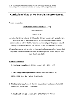 Curriculum Vitae of Ms Marcia Simpson