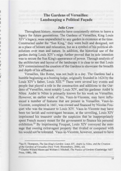 ., The Gardens of Versailles: Landscaping a Political Fa~ade