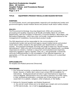 Equipment/Product Recalls and Hazard Notices