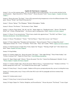 English 102 Third Quarter Assignments January 5
