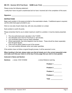 ME 270 Final Exam - Sum 14 (Original+Final Answers)