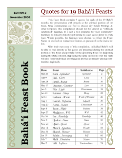 Quotes for 19 Bah&aacute;`&iacute; Feasts