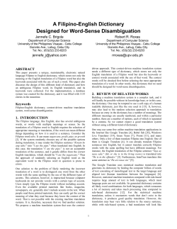 A Filipino-English Dictionary Designed for Word