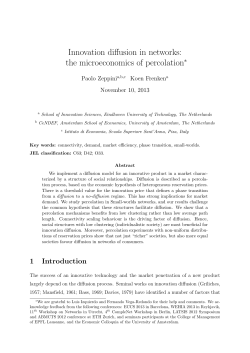Innovation diffusion in networks: the microeconomics of percolation