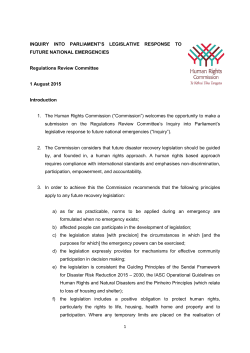 Parliament`s legislative response to national emergencies