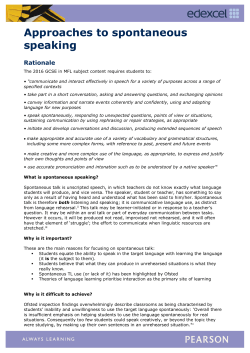 Approaches to spontaneous speaking - Edexcel