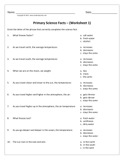 Primary Science Facts &ndash; (Worksheet 1)