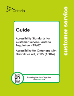 AODA ACCESSIBILITY STANDARD FOR CUSTOMER SERVICE