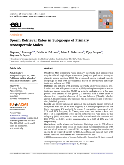 Sperm Retrieval Rates in Subgroups of Primary - EU-ACME