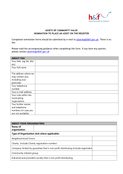 ASSETS OF COMMUNITY VALUE NOMINATION TO PLACE AN