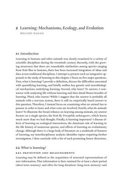 Learning: Mechanisms, Ecology and Evolution