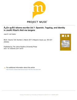 Spanish, Tagalog, and Identity in Jos&Atilde;&copy; Rizal`s Noli me tangere