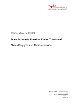 Does Economic Freedom Foster Tolerance? Niclas Berggren and