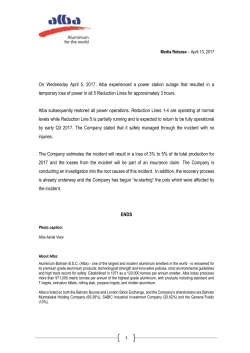 On Wednesday April 5, 2017, Alba experienced a power station