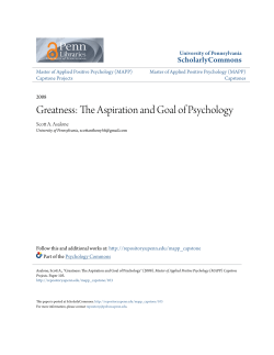 Greatness: The Aspiration and Goal of Psychology