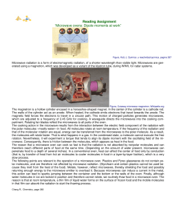 Reading Assignment &ldquo;Microwave ovens: Dipole moments at