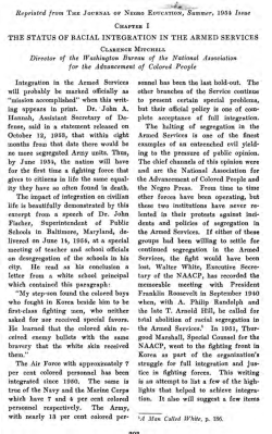 Status of Racial Integration in the Armed Forces