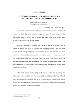 CHAPTER- III CONTRIBUTION OF REFORMERS AND REFORM