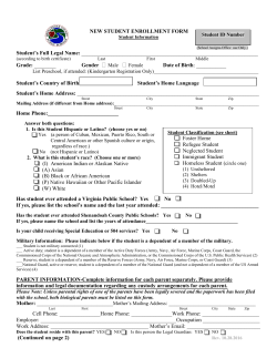Kindergarten Registration Enrollment Packet (English)