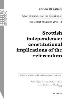 Scottish independence: constitutional implications of the referendum
