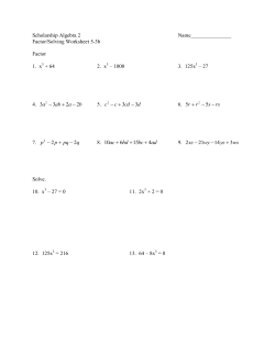 Scholarship Algebra 2 Name_______________ Factor/Solving