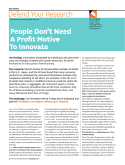 People Don`t Need A Profit Motive To Innovate Defend Your Research