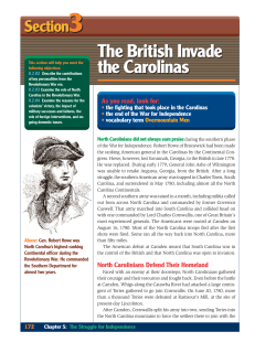 The British Invade the Carolinas The British Invade the Carolinas