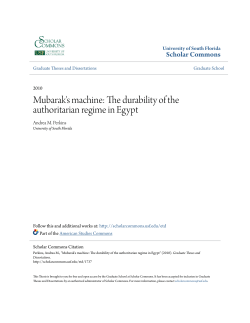 Mubarak`s machine: The durability of the authoritarian regime in Egypt