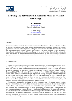 Learning the Subjunctive in German: With or Without Technology?