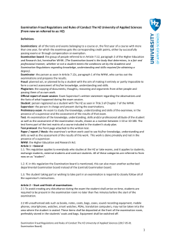 1 Examination Fraud Regulations and Rules of Conduct The HZ