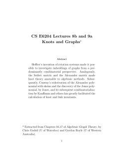 CS E6204 Lectures 8b and 9a Knots and Graphs