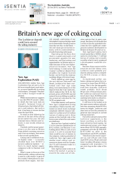 Britain`s new age of coking coal