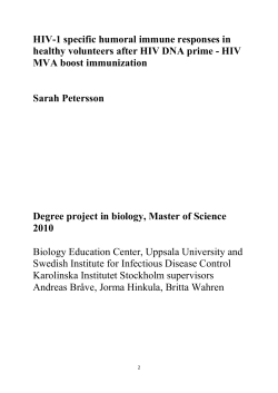 HIV-1 specific humoral immune responses in healthy volunteers