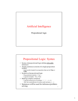 Artificial Intelligence Propositional Logic: Syntax