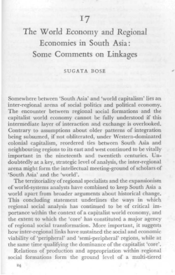 The World Economy and Regional Economies in South Asia: Some