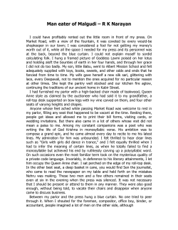 Man eater of Malgudi &ndash; RK Narayan